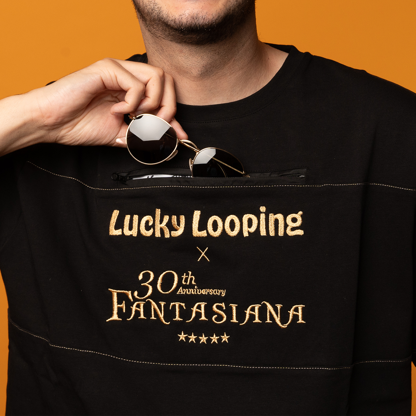 T-Shirt - 30 Years of Fantasiana - Black (Midnight Thrill) - Seam in main fabric color
